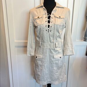 NWOT Armani Exchange Khaki Lace-Up Midi Dress